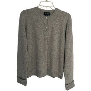 100% Cashmere Gray Ralph Lauren Button Up Sweater Cardigan